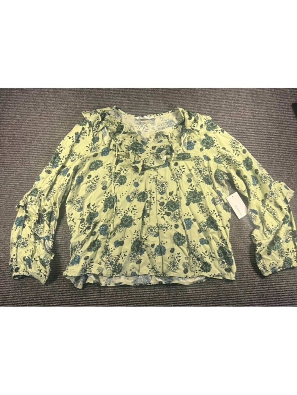 NWT Sonoma Women's XL Floral Print Long Sleeve Blouse Ruffle Detail MSRP $40